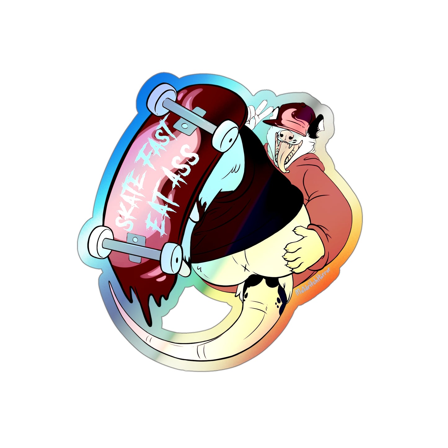"Skate Fast, Eat Ass" Holographic Sticker - X Butt