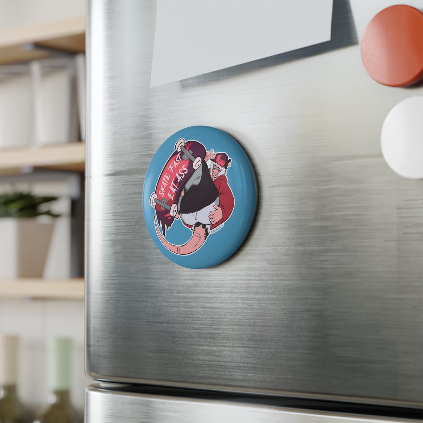 "Skate Fast, Eat Ass" Round Button Magnet - X Butt