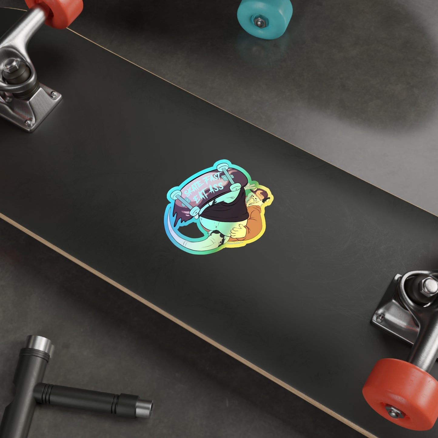 "Skate Fast, Eat Ass" Holographic Sticker - X Butt