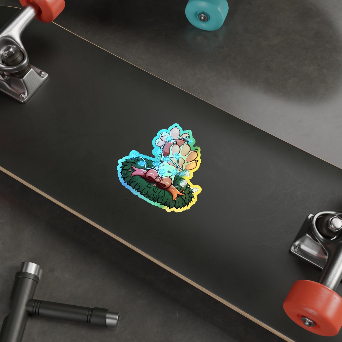 "Deck the Paws" Holographic Sticker