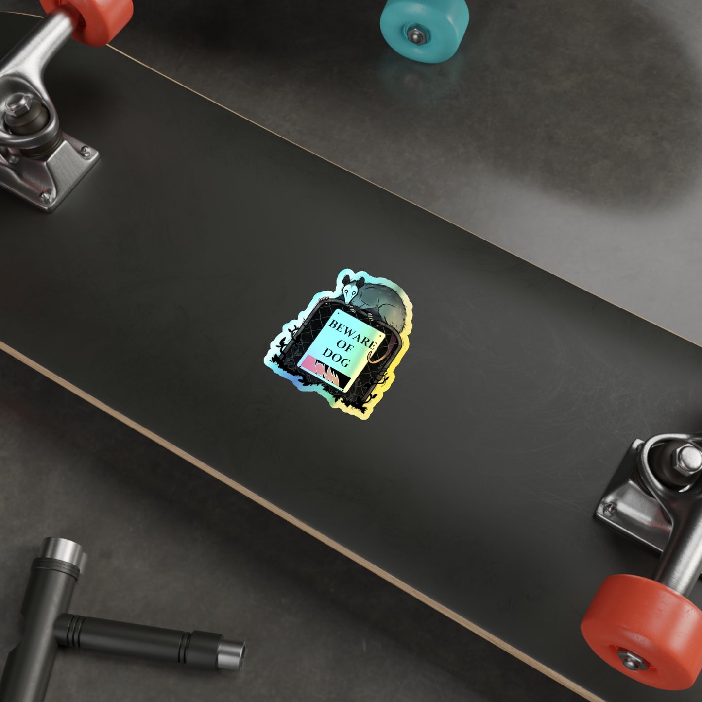 "Beware of Dog" Holographic Sticker