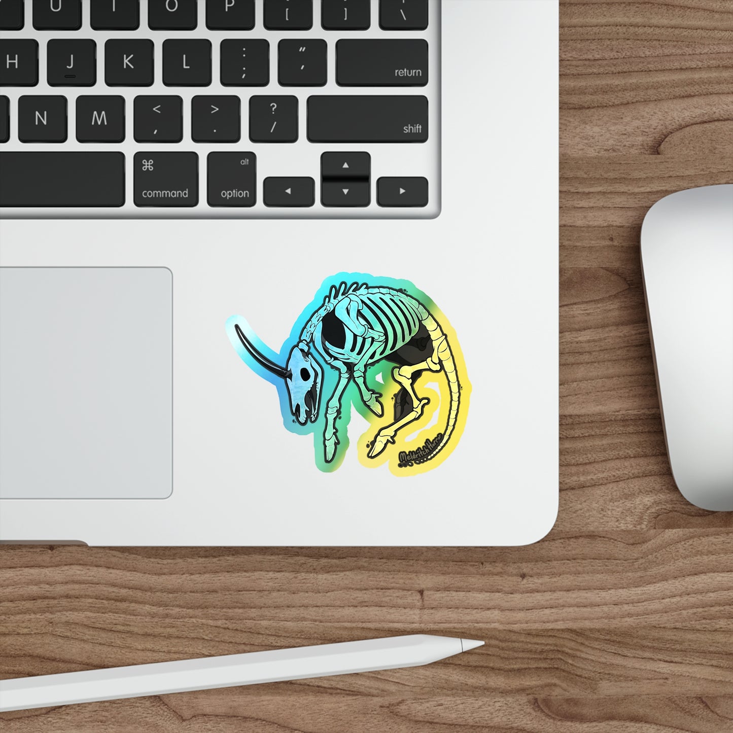 "Skeletal Unicorn" Holographic Sticker