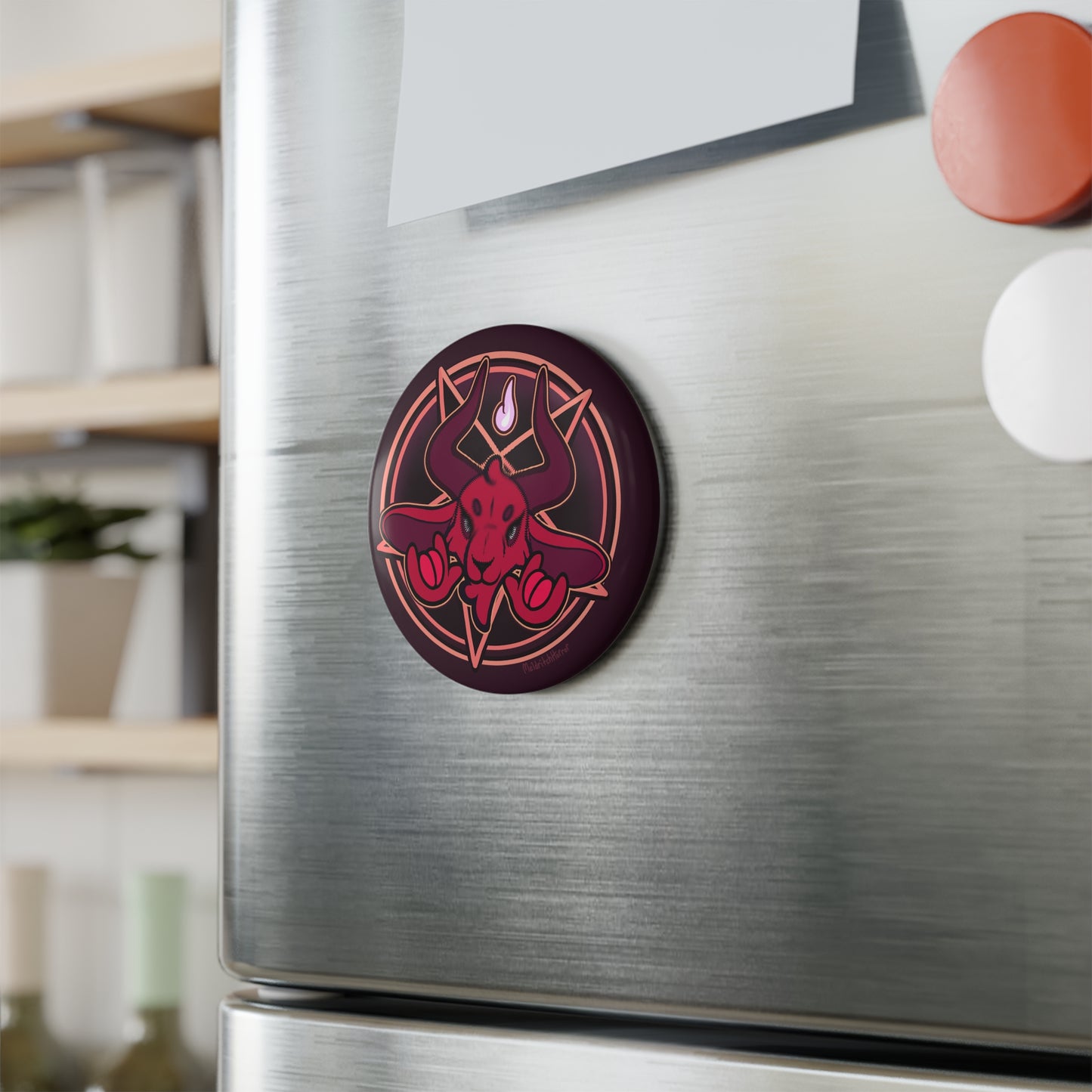 "Unholy Horns" Round Button Magnet