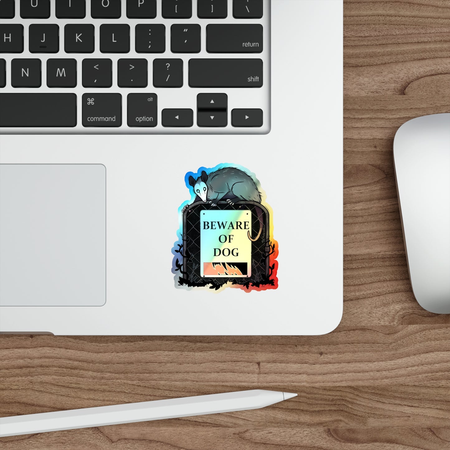 "Beware of Dog" Holographic Sticker
