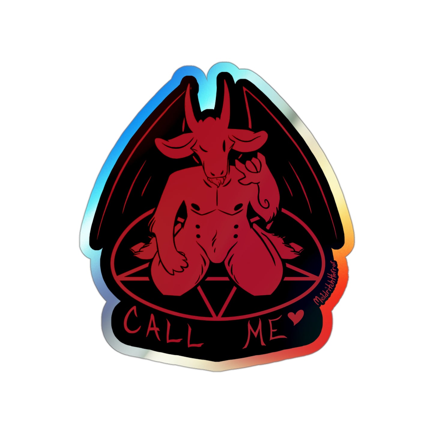 "Call Me" Holographic Sticker - Original Red