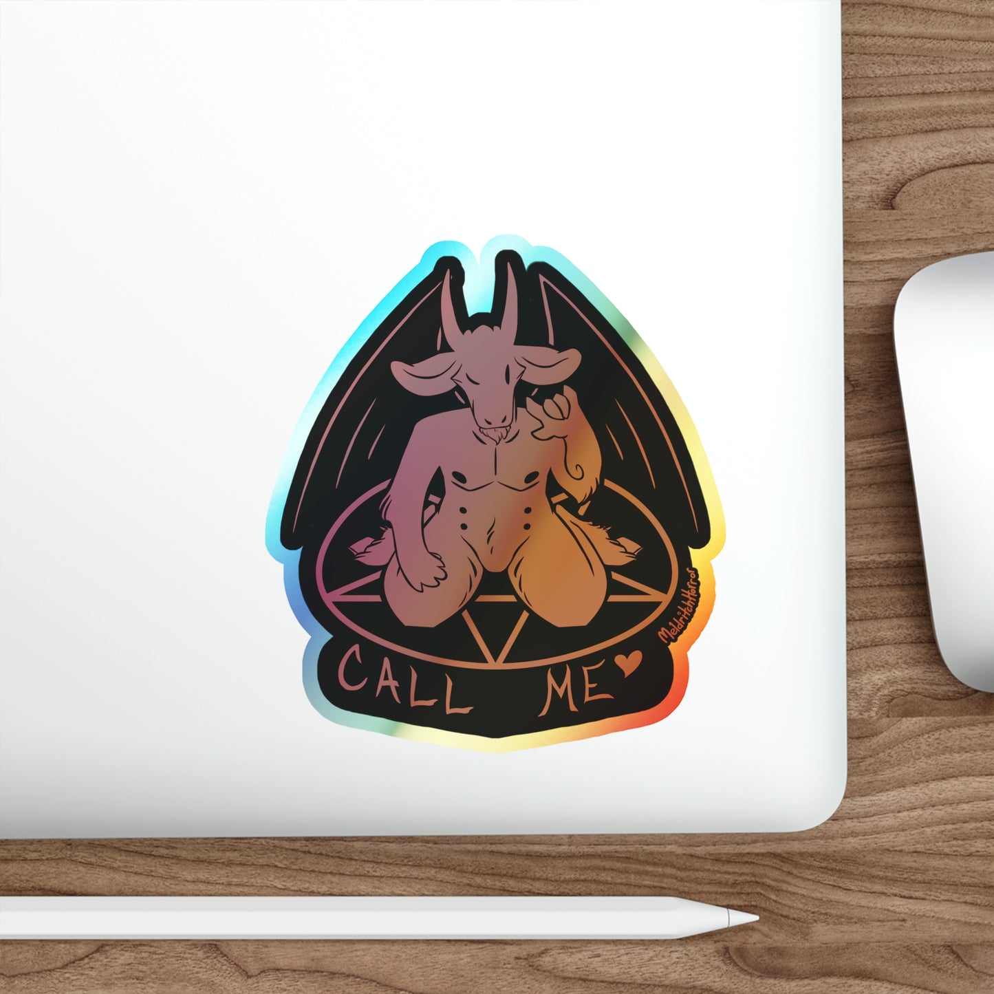"Call Me" Holographic Sticker - Original Red