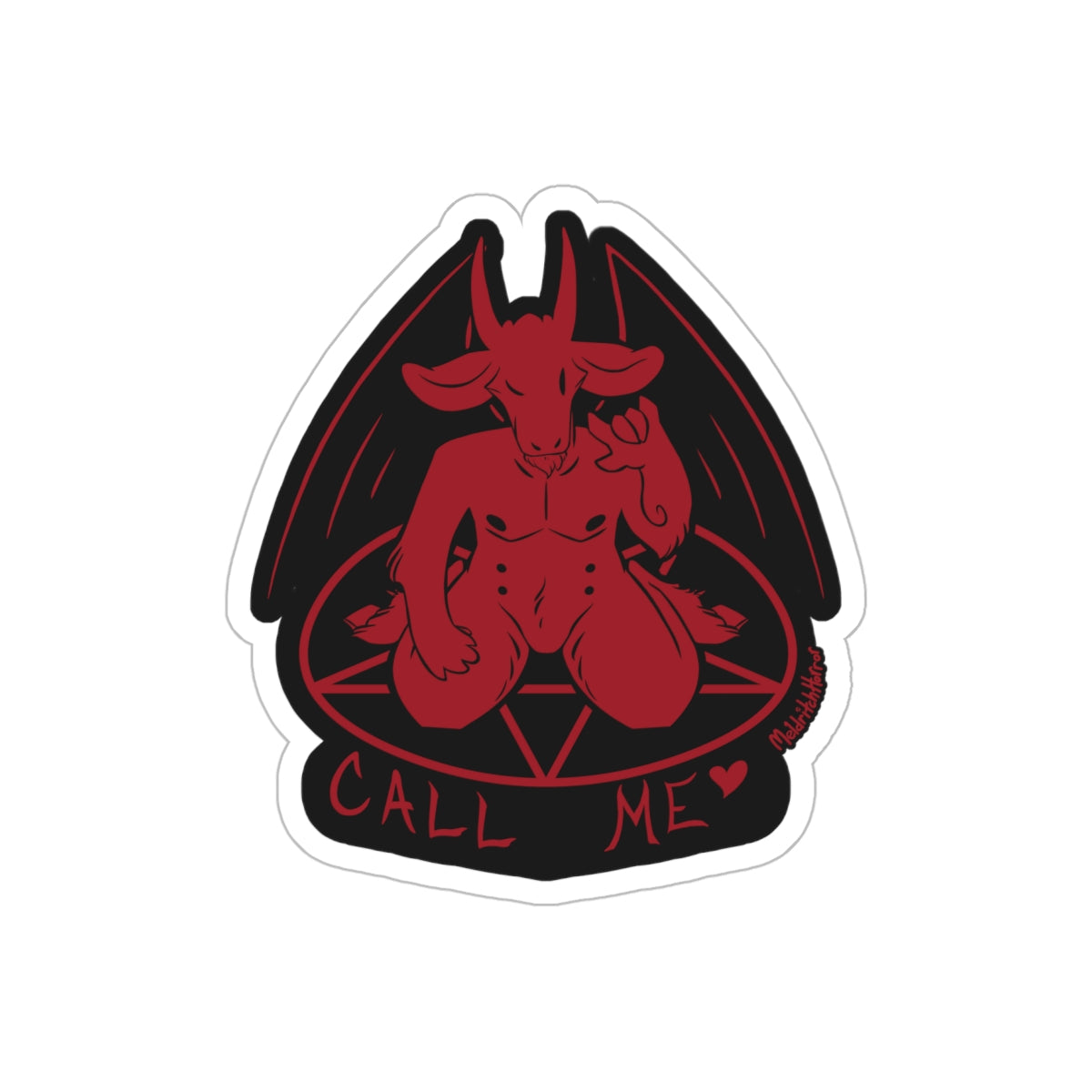 "Call Me" Transparent Sticker - Original Red