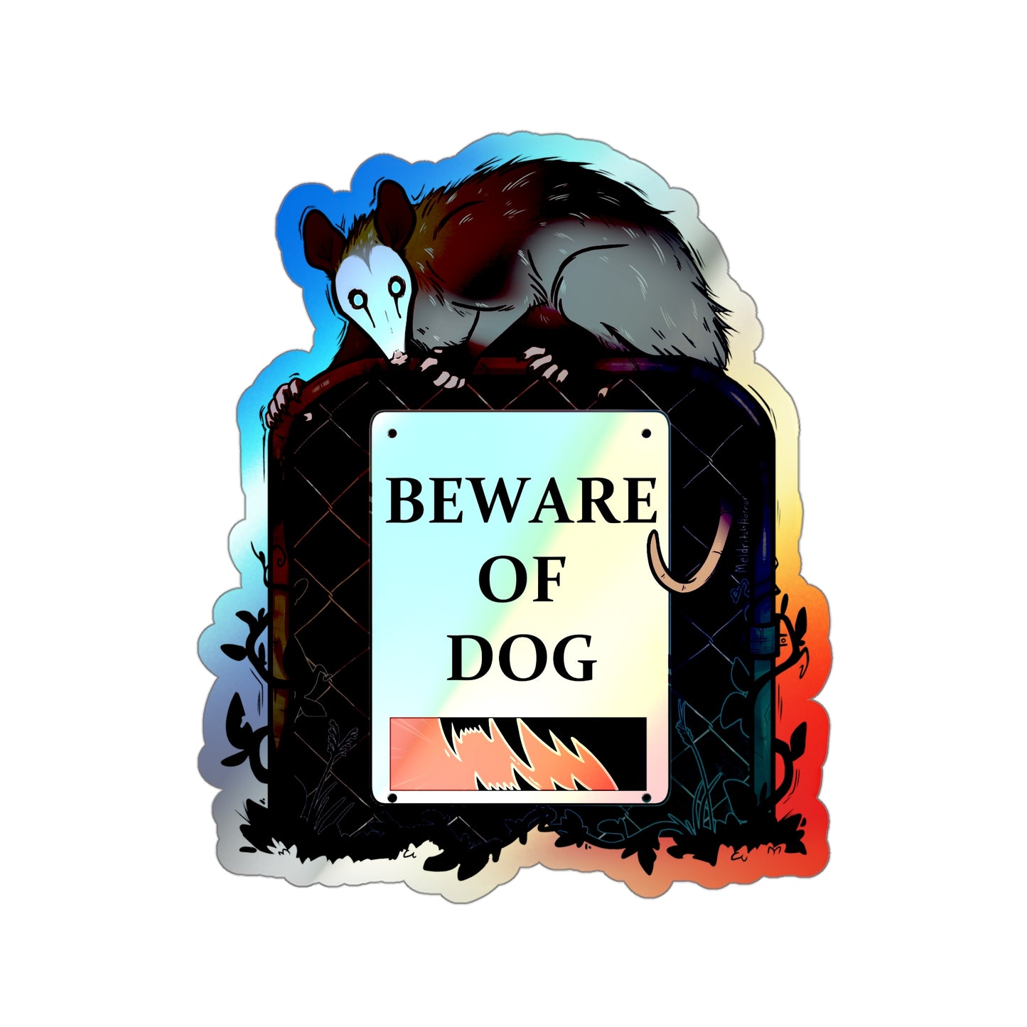 "Beware of Dog" Holographic Sticker