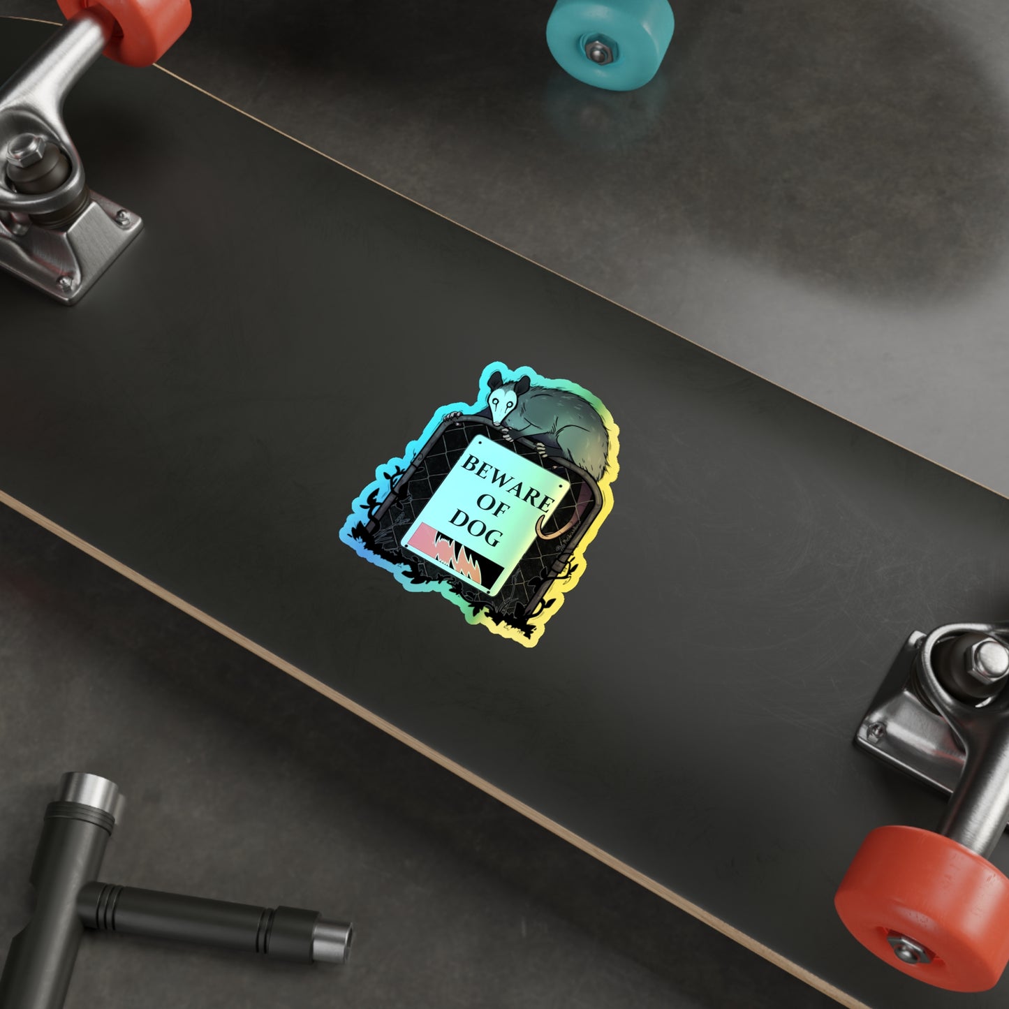 "Beware of Dog" Holographic Sticker