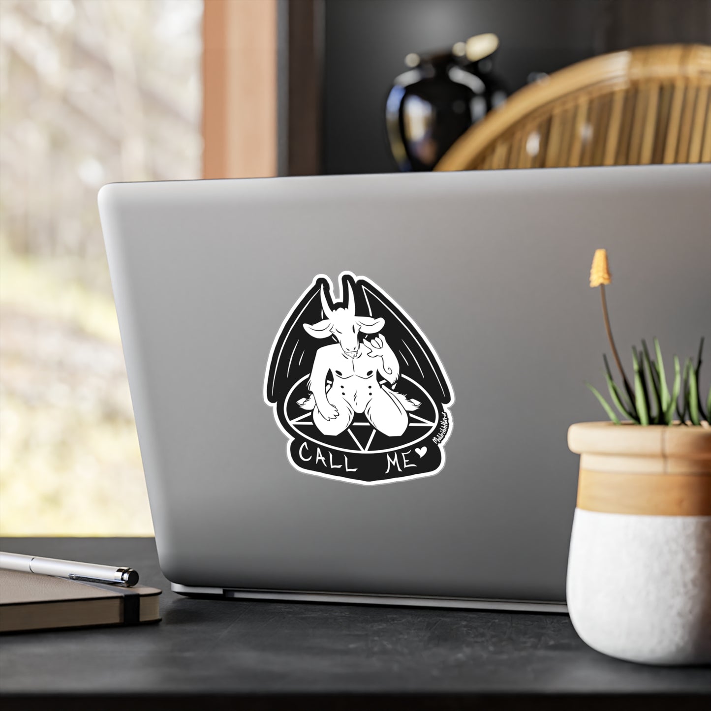 "Call Me" Vinyl Sticker - White Print