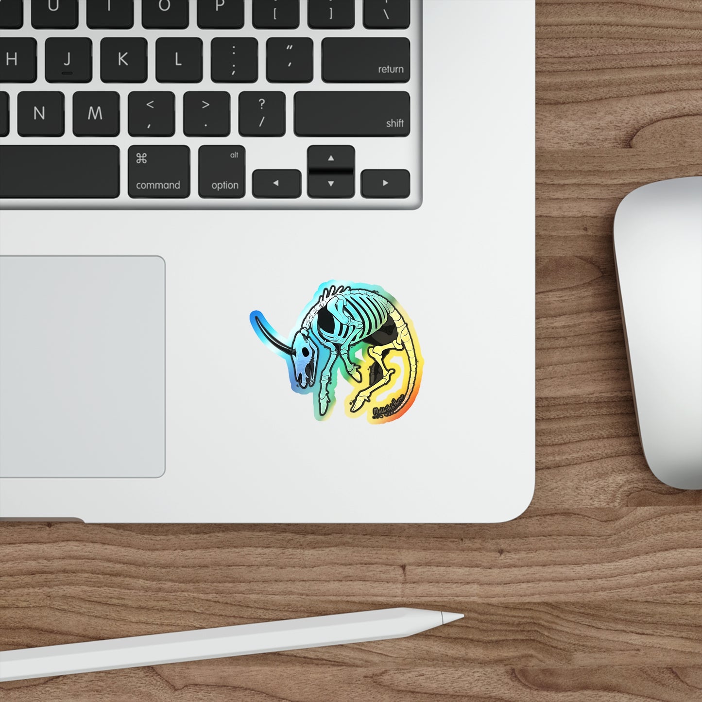 "Skeletal Unicorn" Holographic Sticker
