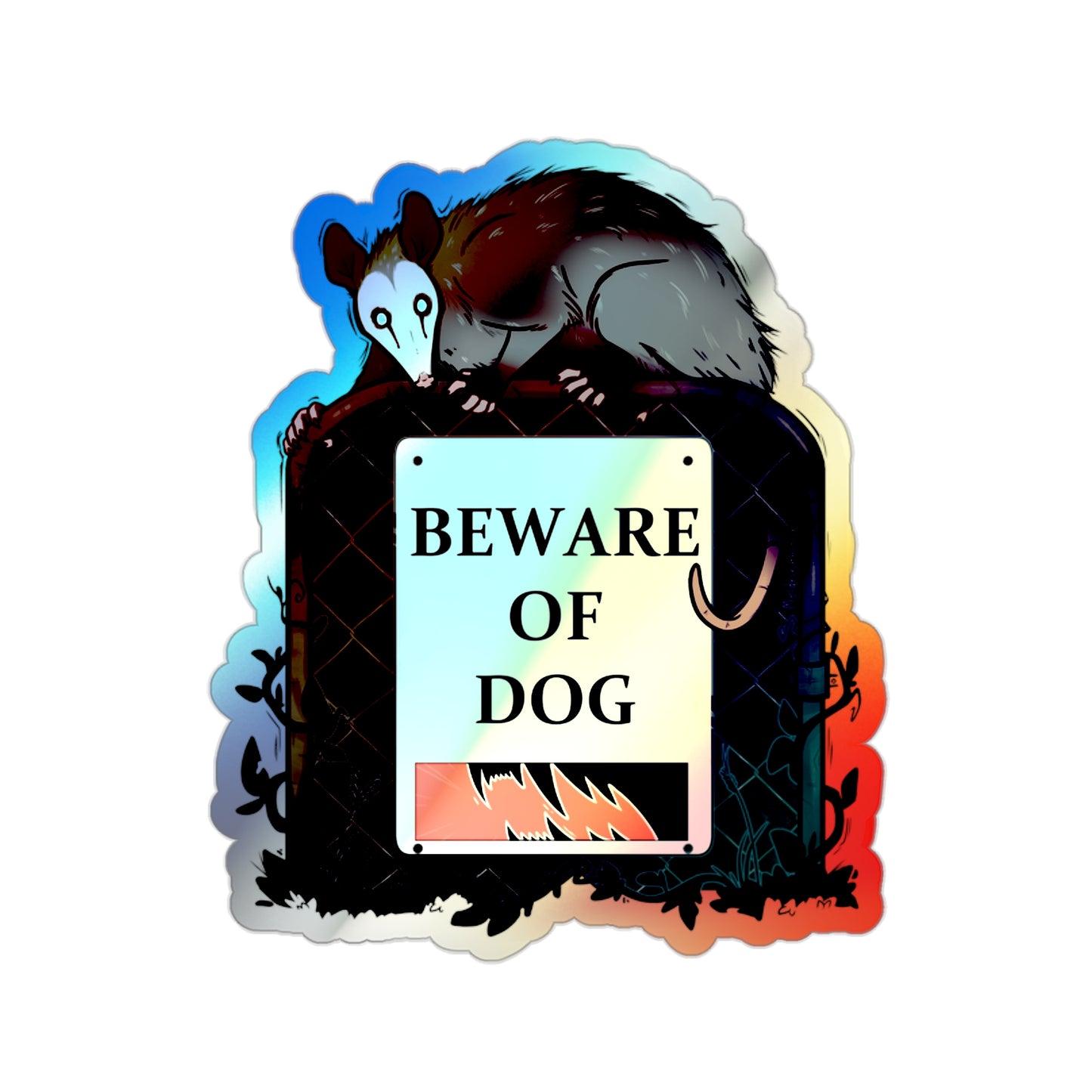 "Beware of Dog" Holographic Sticker