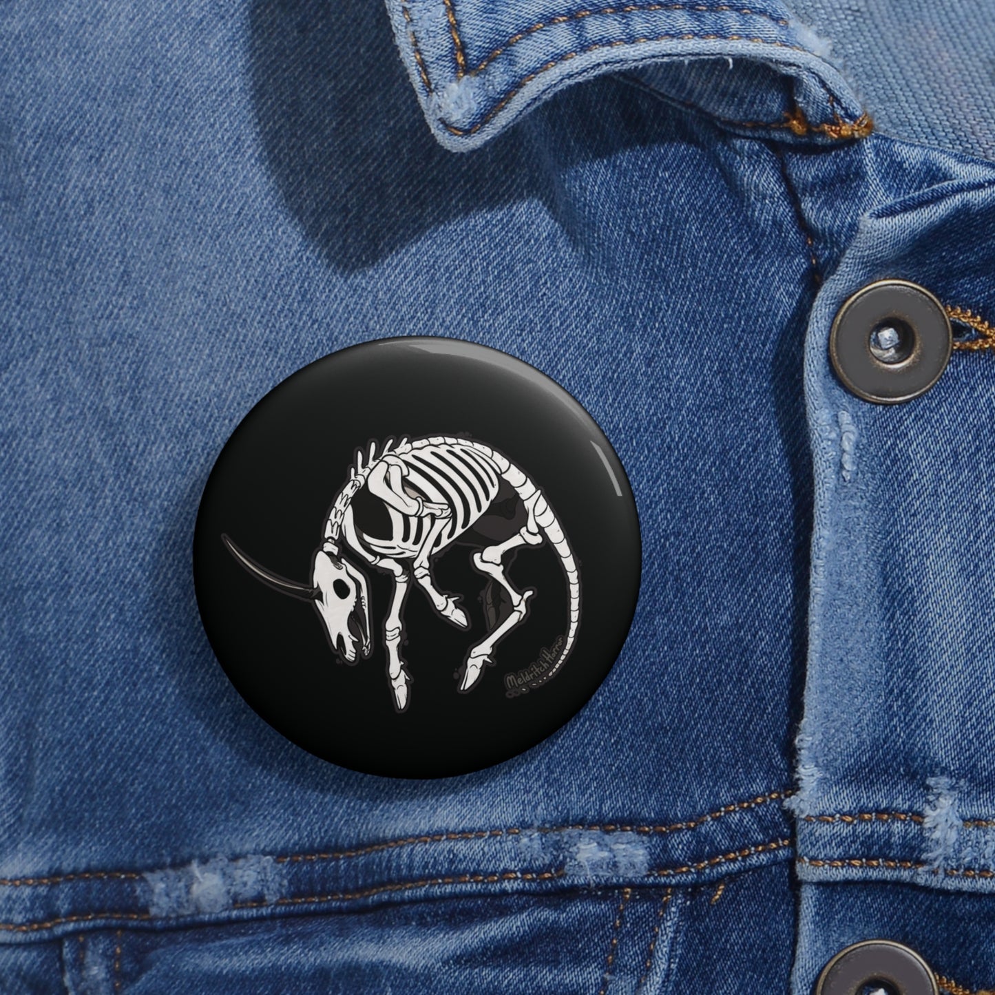 "Skeletal Unicorn" Pin Button