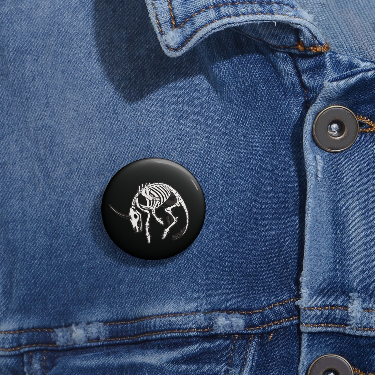 "Skeletal Unicorn" Pin Button