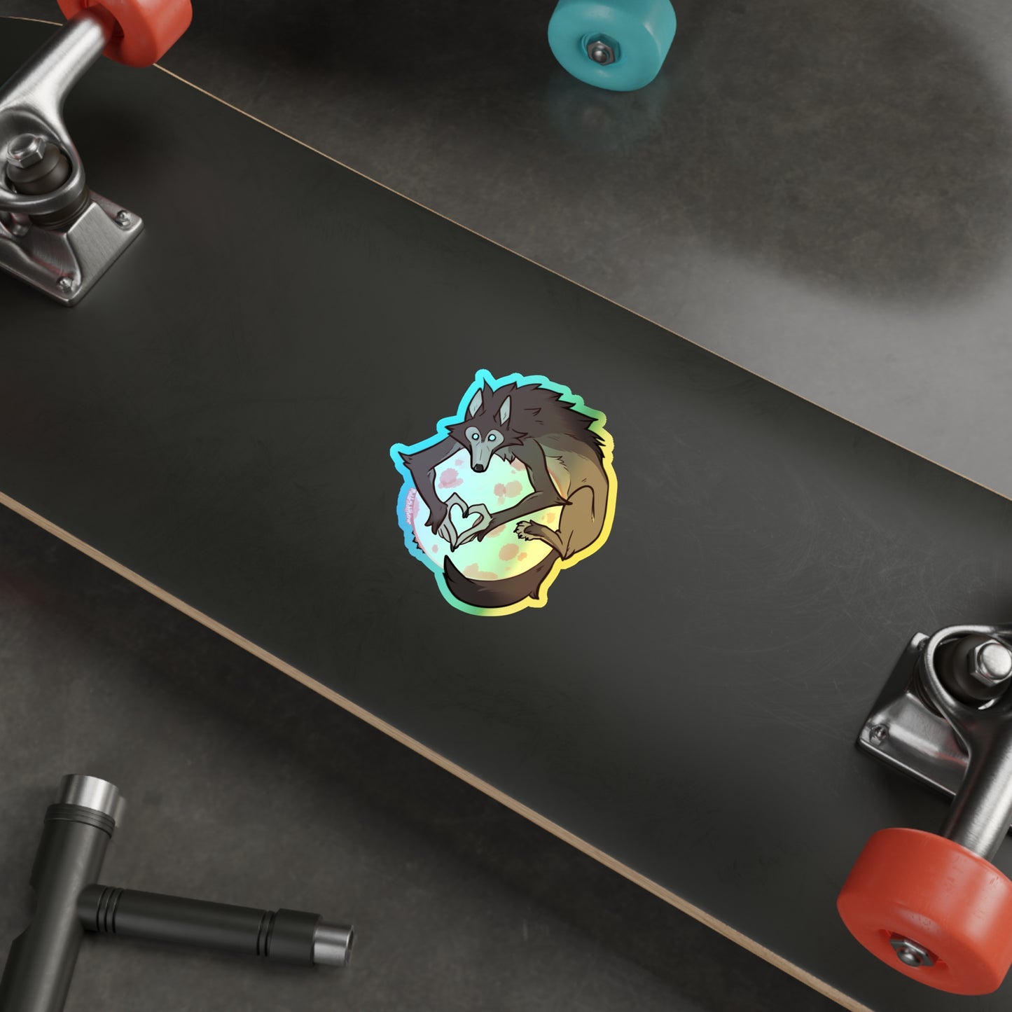 "Over the Moon" Holographic Sticker - Pink Moon