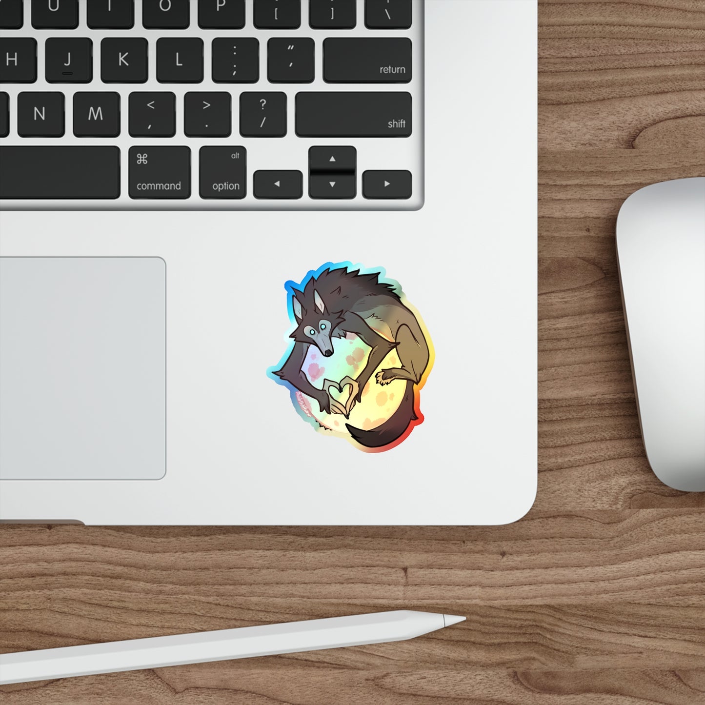 "Over the Moon" Holographic Sticker - Pink Moon