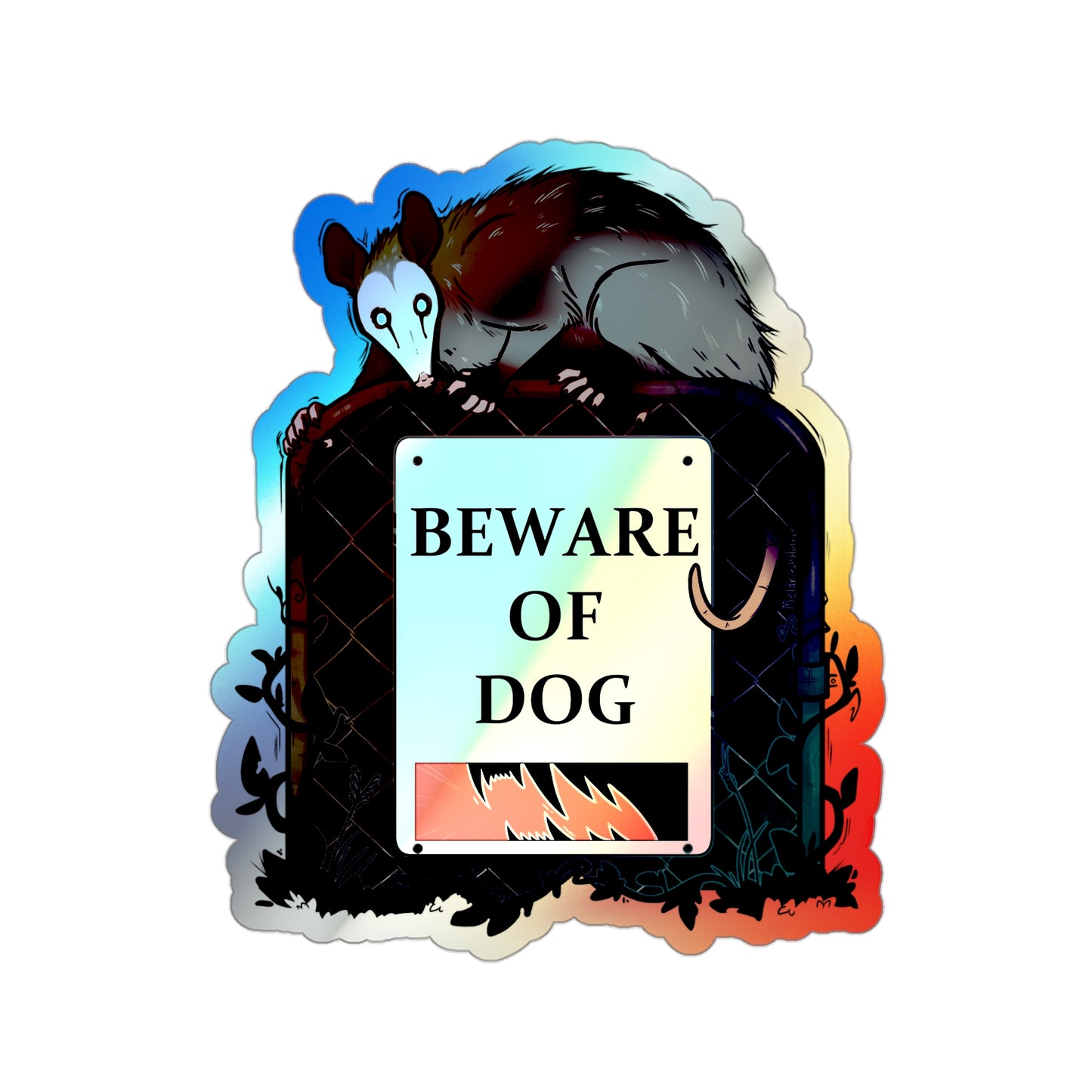 "Beware of Dog" Holographic Sticker