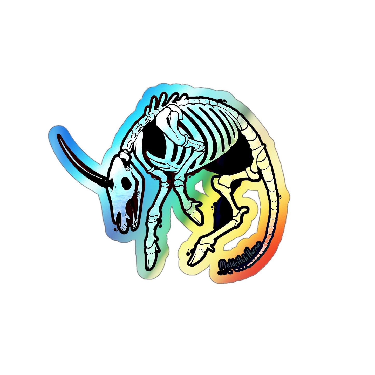 "Skeletal Unicorn" Holographic Sticker
