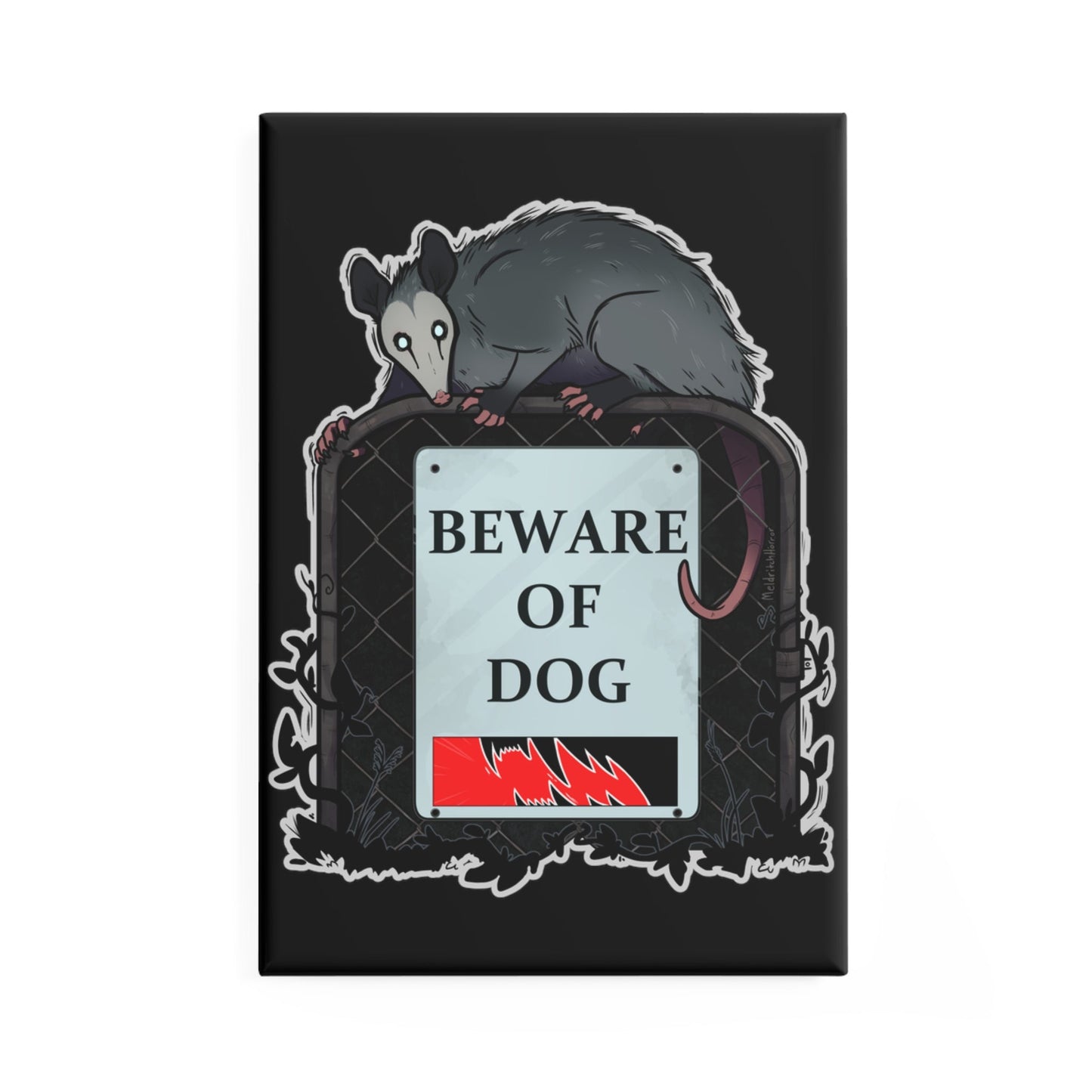 "Beware of Dog" Rectangular Button Magnet