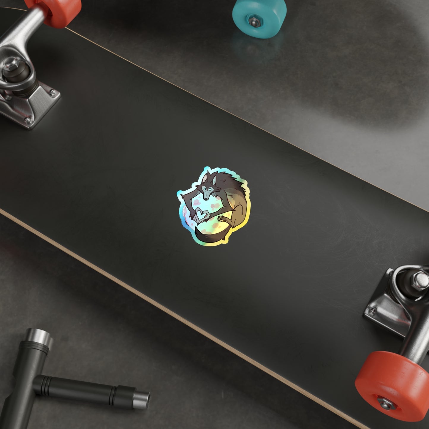 "Over the Moon" Holographic Sticker - Pink Moon