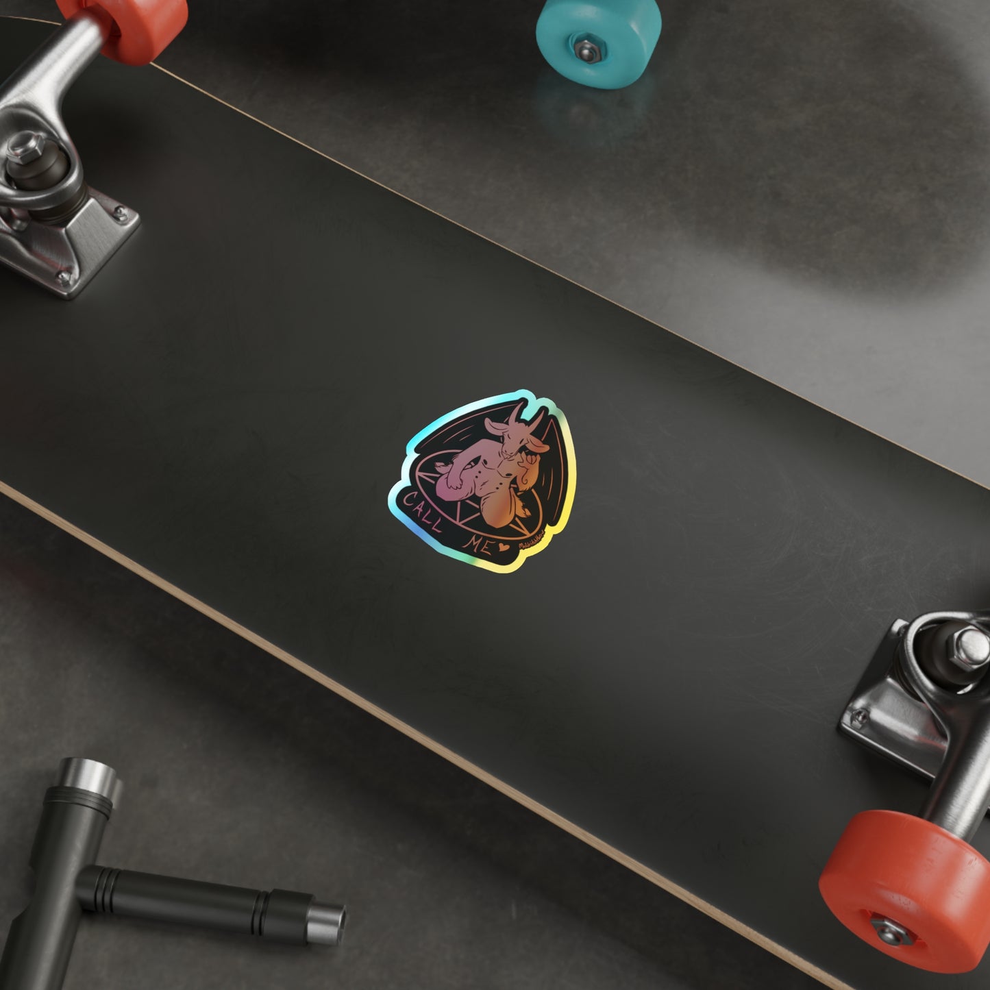 "Call Me" Holographic Sticker - Original Red
