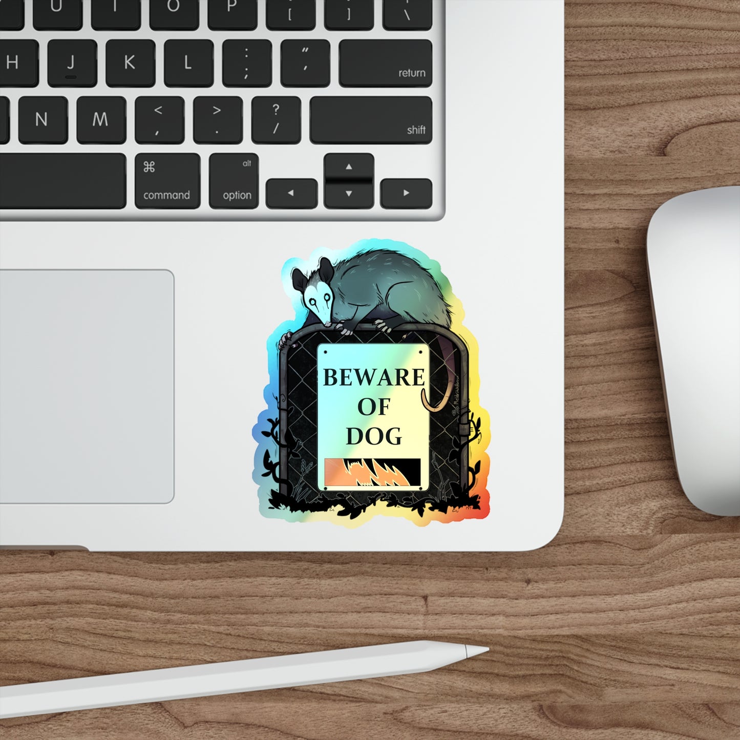 "Beware of Dog" Holographic Sticker