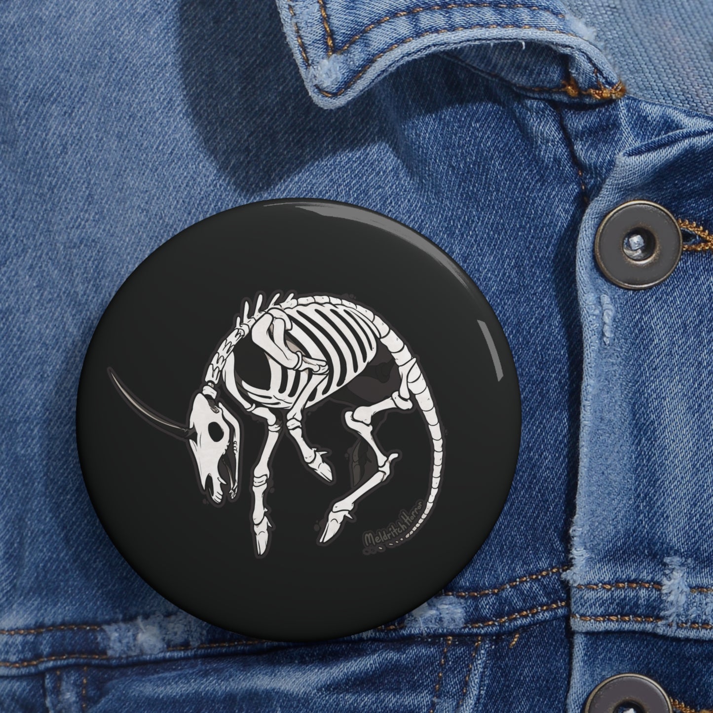 "Skeletal Unicorn" Pin Button